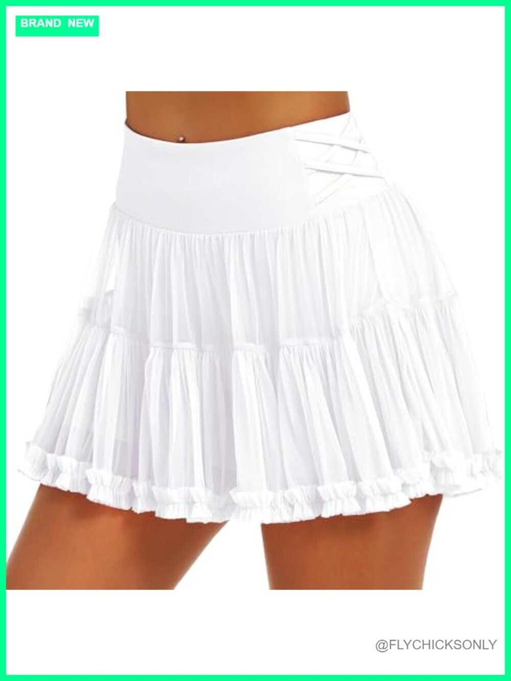 High Waist Athletic Skorts with Pockets Ruffle Layered Pleated Mini Skirt